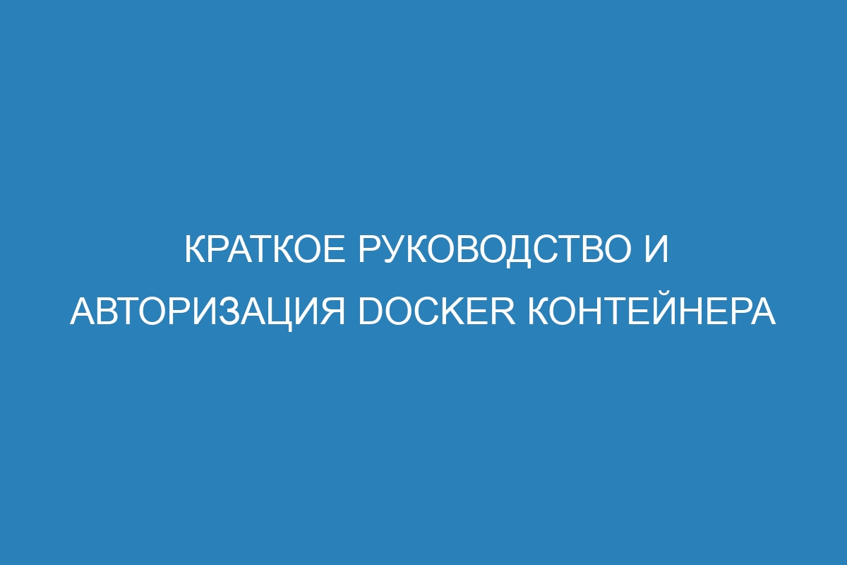 Краткое руководство и авторизация Docker контейнера