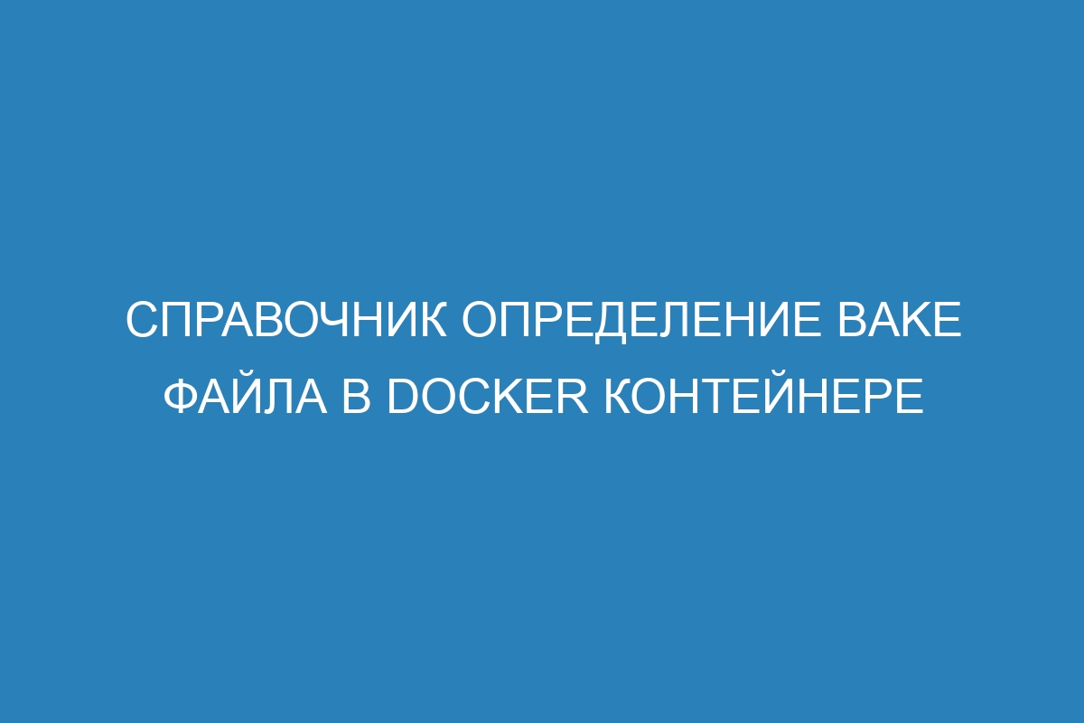 Справочник определение Bake файла в Docker контейнере