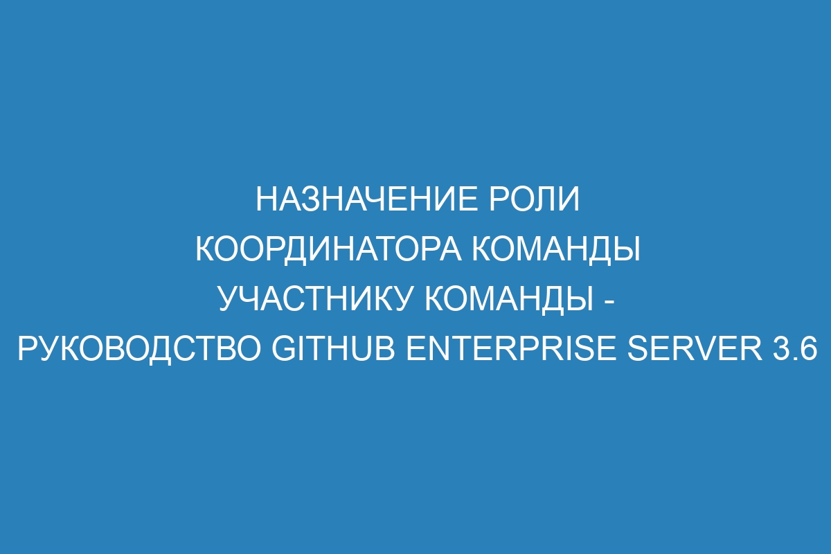 Назначение роли координатора команды участнику команды - Руководство GitHub Enterprise Server 3.6