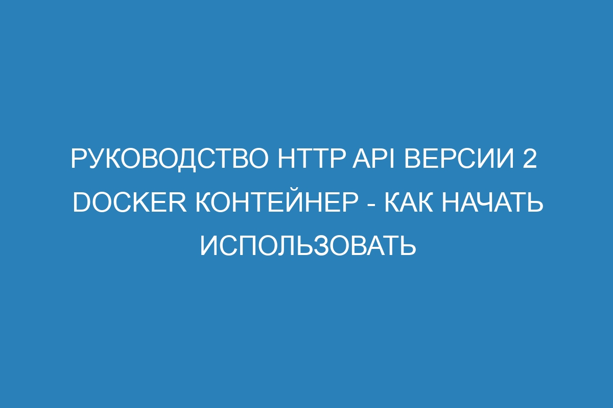 Руководство HTTP API версии 2  Docker контейнер - как начать использовать