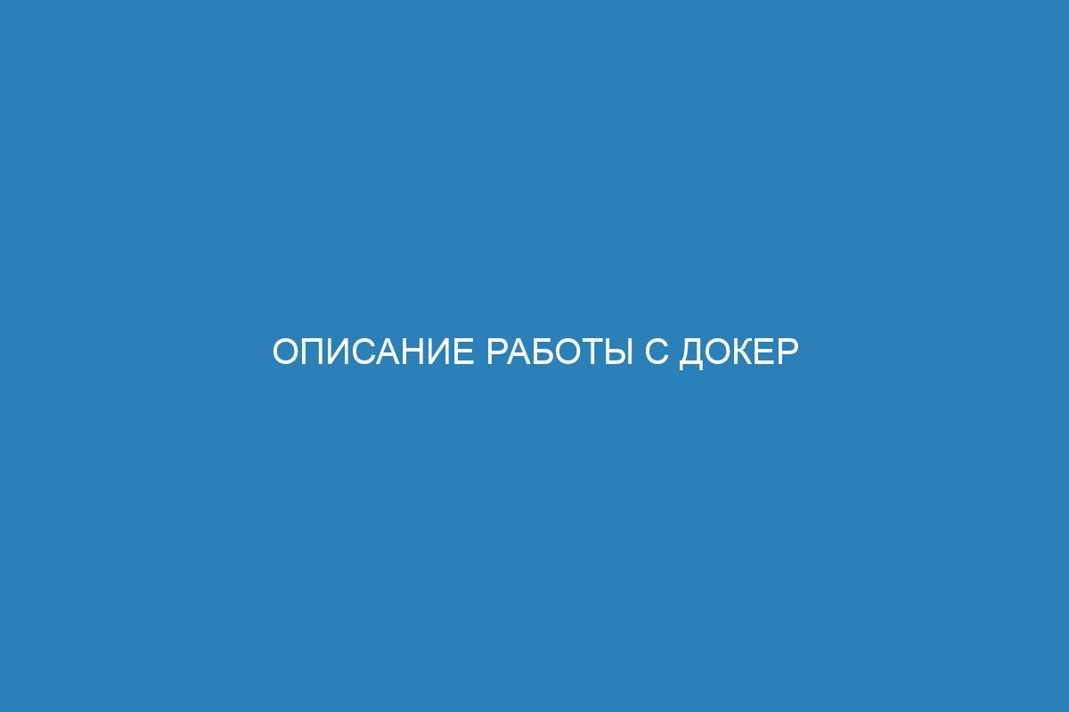 Описание работы с Докер контейнерами: принципы и особенности использования