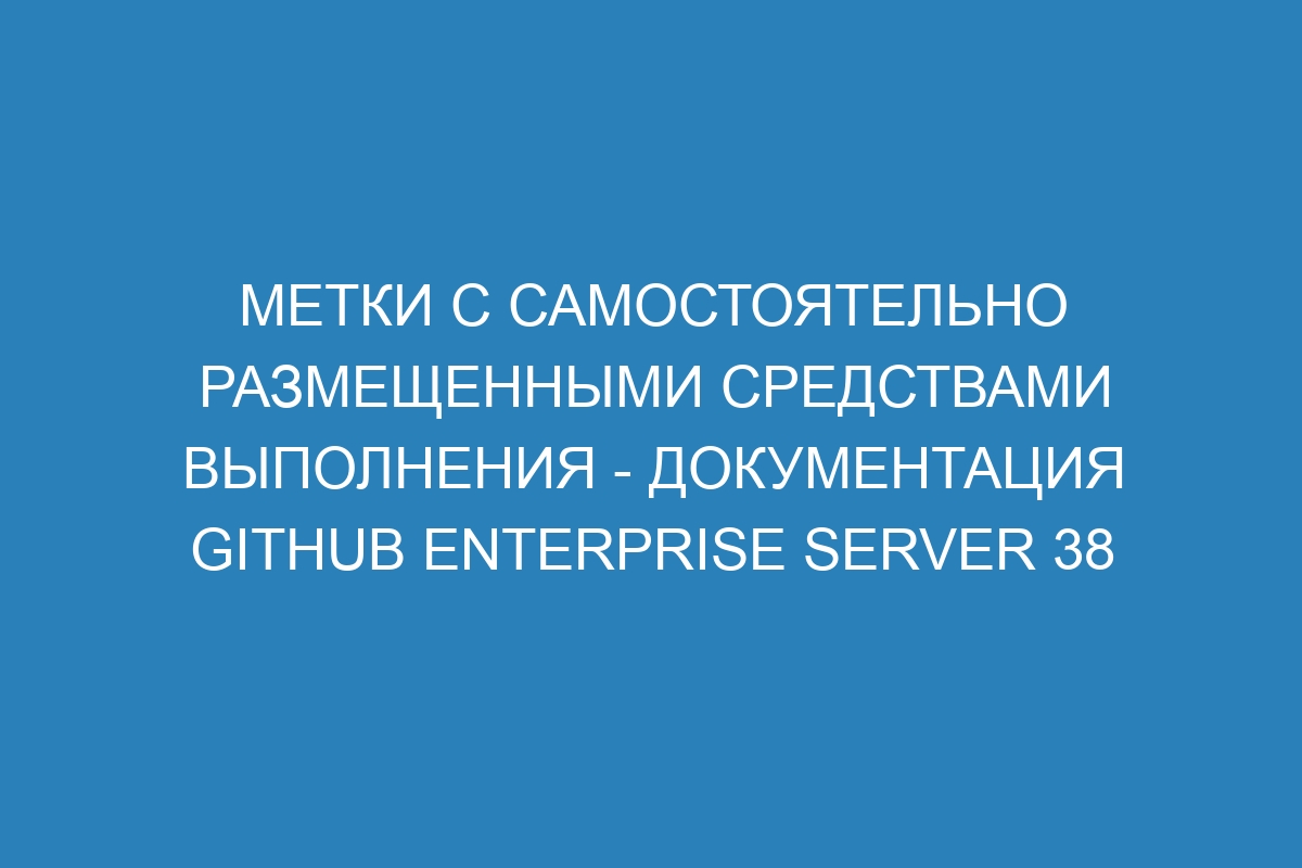 Метки с самостоятельно размещенными средствами выполнения - документация GitHub Enterprise Server 38