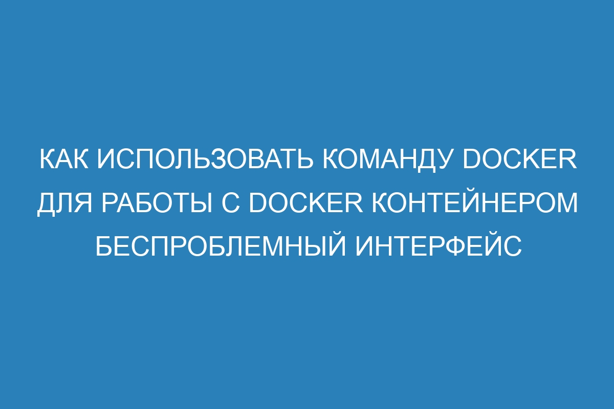 Как использовать команду Docker для работы с Docker контейнером беспроблемный интерфейс