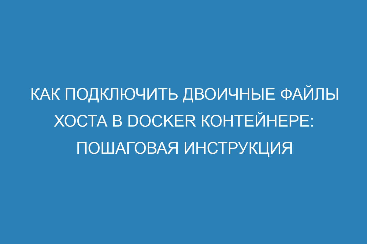 Как подключить двоичные файлы хоста в Docker контейнере: пошаговая инструкция