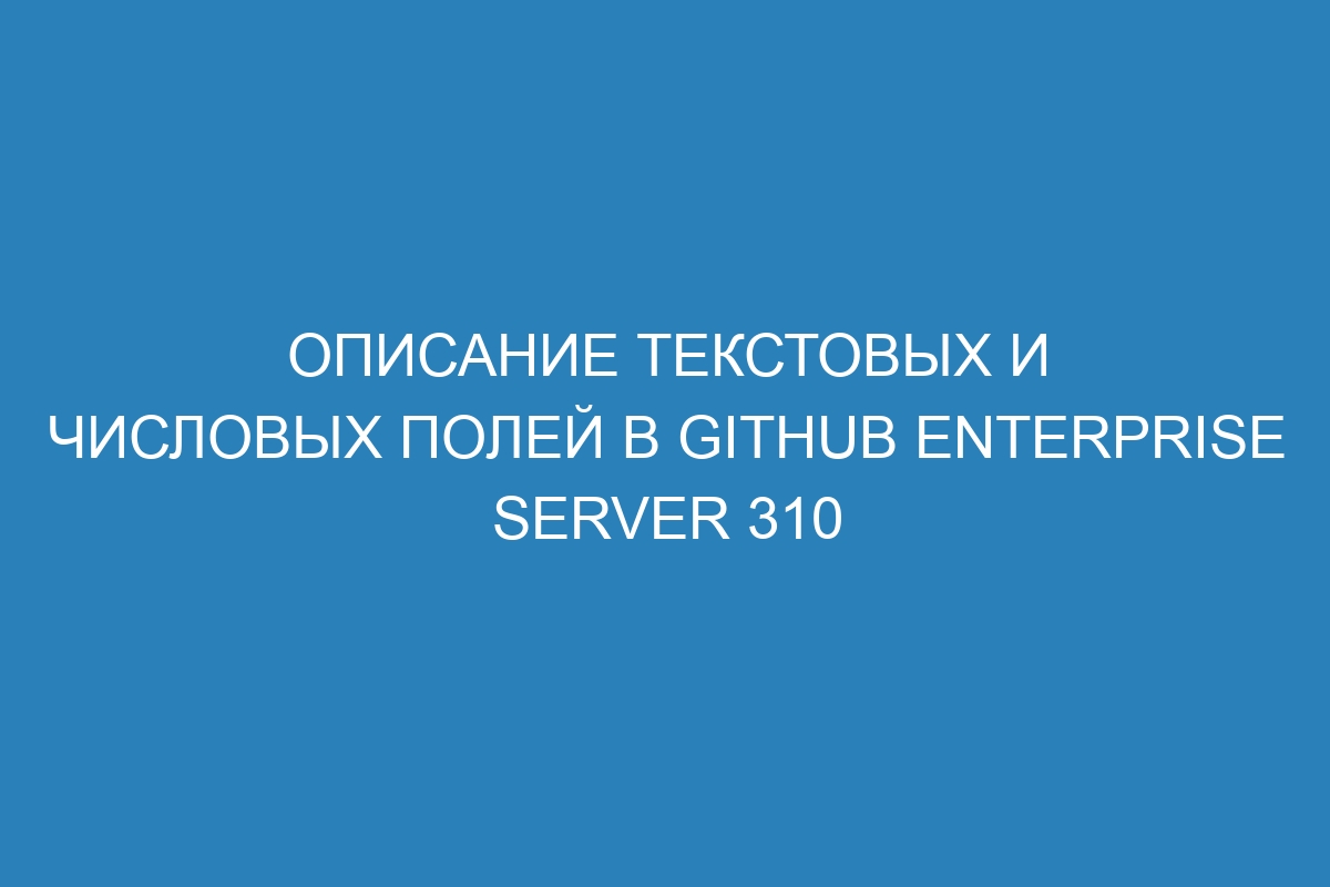 Описание текстовых и числовых полей в GitHub Enterprise Server 310